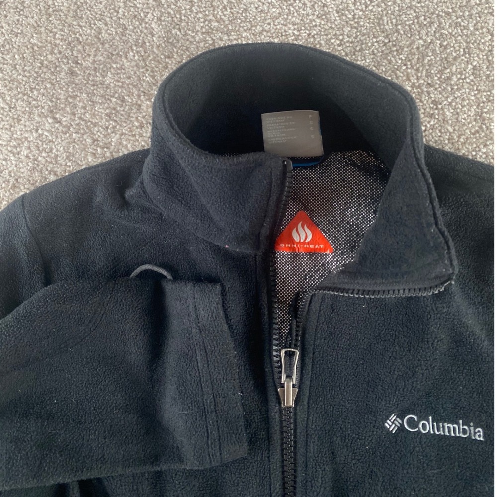 Columbia Women Small Black Omni-Heat Interchange Fleece Full Zip Jacket Preppy